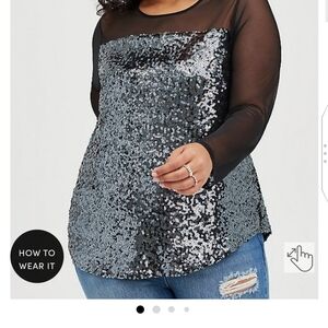 🆕✨ 3X DARK GREY MESH BLOUSE - GEORGETTE✨